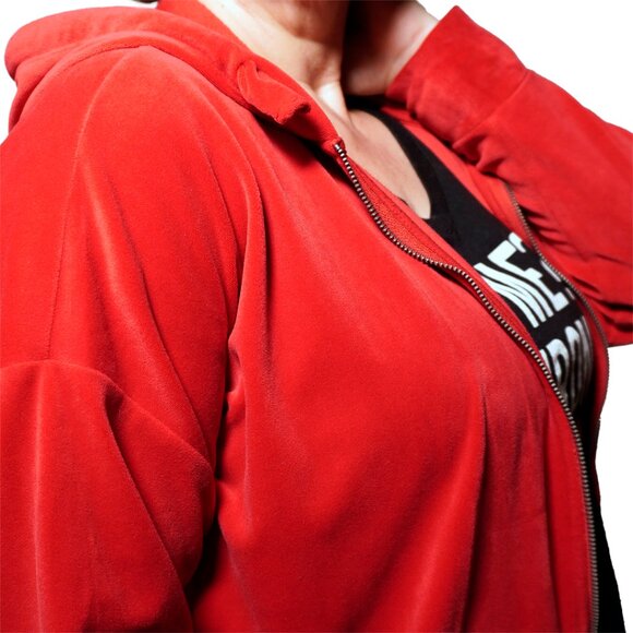 Torrid Ruby Red Velour Zip Hoodie 2X - Picture 5 of 11